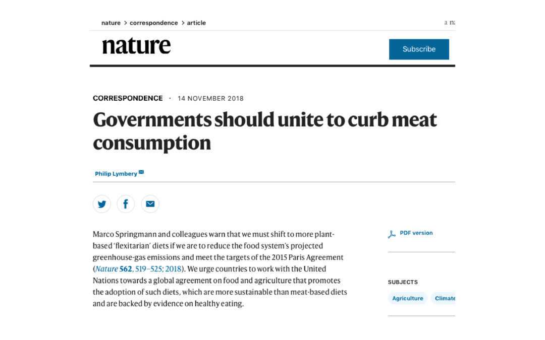 Article in Nature: meat consumption